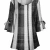 Lily | Gray & White Stripe Tie-Sleeve Tunic - Women & Plus
