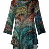 Lily | Teal & Rust Marble V-Neck Tunic - Plus