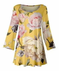 Lily | Yellow & Pink Floral Swing Tunic - Plus