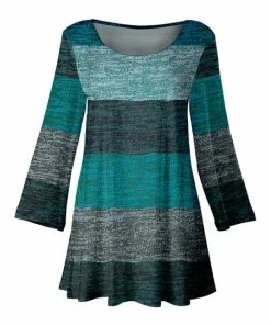 Lily | Teal & Blue Color Block Scoop Neck Tunic - Women
