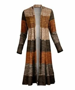 Lily | Brown & Rust Stripe Open Duster - Women & Plus