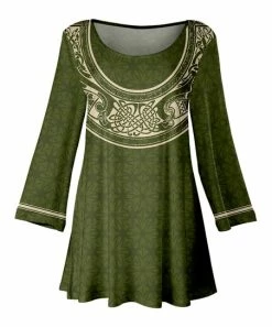 Lily | Cream & Green Irish Knot Scoop Neck Swing Tunic - Women & Plus