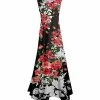 Lily | Black & Pink Floral Sleeveless Handkerchief Maxi Dress - Women & Plus