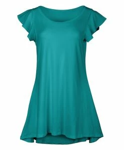 Lily | Turquoise Flutter-Sleeve Tunic - Women