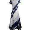 Lily | Gray & Navy Diagonal Stripe Handkerchief Maxi Dress - Women & Plus