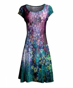 Lily | Purple & Teal Floral Cap-Sleeve Dress - Women & Plus