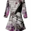 Lily | Pink & Gray Music Note Three-Quarter Sleeve Boatneck Tunic - Women
