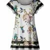 Lily | White & Blue Hummingbird Flutter-Sleeve Tunic - Plus