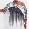 Lily | Black & White Abstract Keyhole Cape-Sleeve Tunic - Plus