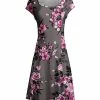 Lily | Gray & Rose Floral Cap-Sleeve A-Line Dress - Women & Plus