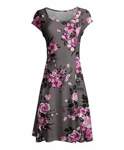 Lily | Gray & Rose Floral Cap-Sleeve A-Line Dress - Women & Plus