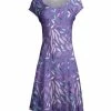 Lily | Lavender & Purple Leaf Cap-Sleeve A-Line Dress - Women & Plus