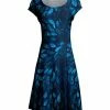 Lily | Dark Blue Petals Cap-Sleeve Dress - Women & Plus