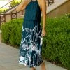 Lily | Teal & White Floral Blouson Maxi Dress - Women & Plus