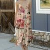 Lily | Beige & Rose Floral Double-V Sleeveless Dress - Women & Plus