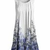 Lily | White & Navy Floral Sleeveless Pleated Tunic - Women & Plus