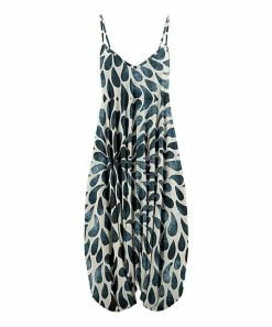 Lily | Navy & Beige Petals Sleeveless Harem Jumpsuit - Women & Plus