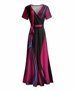 Lily | Black & Pink Abstract Wrap Maxi Dress - Women & Plus