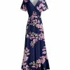 Lily | Navy & Rose Floral Wrap Maxi Dress - Women