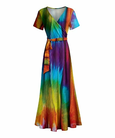 Lily | Orange & Purple Tie-Dye Wrap Maxi Dress - Women & Plus 1 Lily | Orange & Purple Tie-Dye Wrap Maxi Dress - Women & Plus