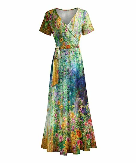 Lily | Gold & Blue Floral Wrap Maxi Dress - Women 1 Lily | Gold & Blue Floral Wrap Maxi Dress - Women