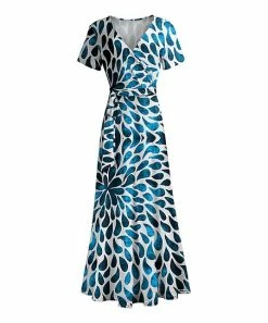 Lily | White & Teal Teardrop Wrap Maxi Dress - Women & Plus