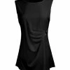 Lily | Black Side-Gather Sleeveless Tunic - Plus