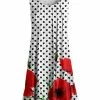 Lily | White & Red Poppy Dot Pleated Sleeveless Tunic - Women & Plus