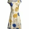 Lily | Blue & Gold Floral Cap-Sleeve Dress - Women & Plus