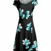 Lily | Black & Teal Floral Cap-Sleeve Dress - Women & Plus