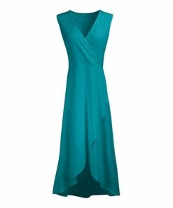 Lily | Turquoise Sleeveless Surplice Dress - Women