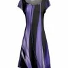 Lily | Black & Purple Abstract Cap-Sleeve Dress - Women