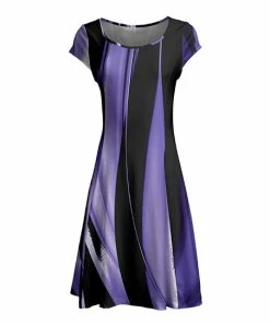 Lily | Black & Purple Abstract Cap-Sleeve Dress - Women