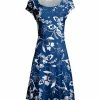 Lily | Blue & White Floral Cap-Sleeve Dress - Women & Plus