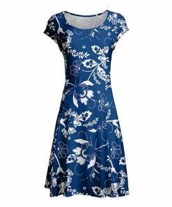 Lily | Blue & White Floral Cap-Sleeve Dress - Women & Plus