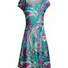 Lily | Turquoise & Pink Paisley Cap-Sleeve Dress - Women & Plus