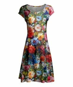 Lily | Red Floral Cap-Sleeve Dress - Women & Plus