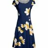 Lily | Navy & Yellow Floral Cap-Sleeve Dress - Women & Plus