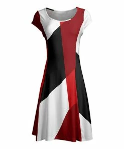 Lily | Black & Red Abstract Cap-Sleeve Dress - Women & Plus
