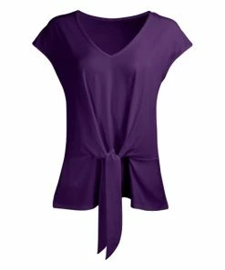 Lily | Purple Tie-Waist Short-Sleeve Top - Women