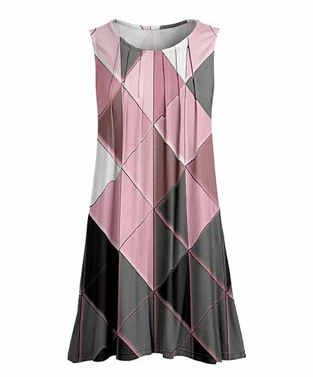 Lily | Gray & Mauve Geometric Pleated Sleeveless Tunic - Women & Plus 1 Lily | Gray & Mauve Geometric Pleated Sleeveless Tunic - Women & Plus