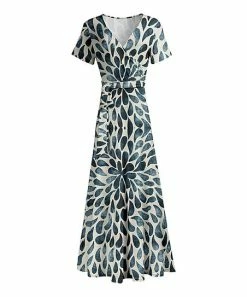 Lily | Silver & Teal Abstract Wrap Maxi Dress - Women & Plus