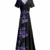 Lily | Black & Purple Floral Wrap Maxi Dress - Women & Plus