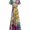 Lily | Purple & Yellow Floral Wrap Maxi Dress - Women & Plus