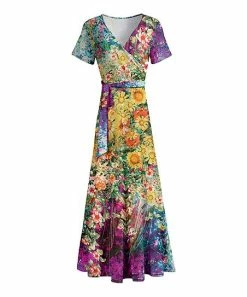 Lily | Purple & Yellow Floral Wrap Maxi Dress - Women & Plus