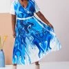 Lily | Blue & White Abstract Wrap Maxi Dress - Women & Plus