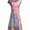 Lily | Rose & Blue Watercolor Cap-Sleeve Dress - Women