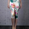 Lily | White & Pink Tropical Capri Leggings - Women