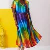 Lily | Blue & Purple Rainbow Tie-Dye Wrap Maxi Dress - Women & Plus