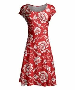 Lily | Red & White Floral Cap-Sleeve Dress - Women & Plus